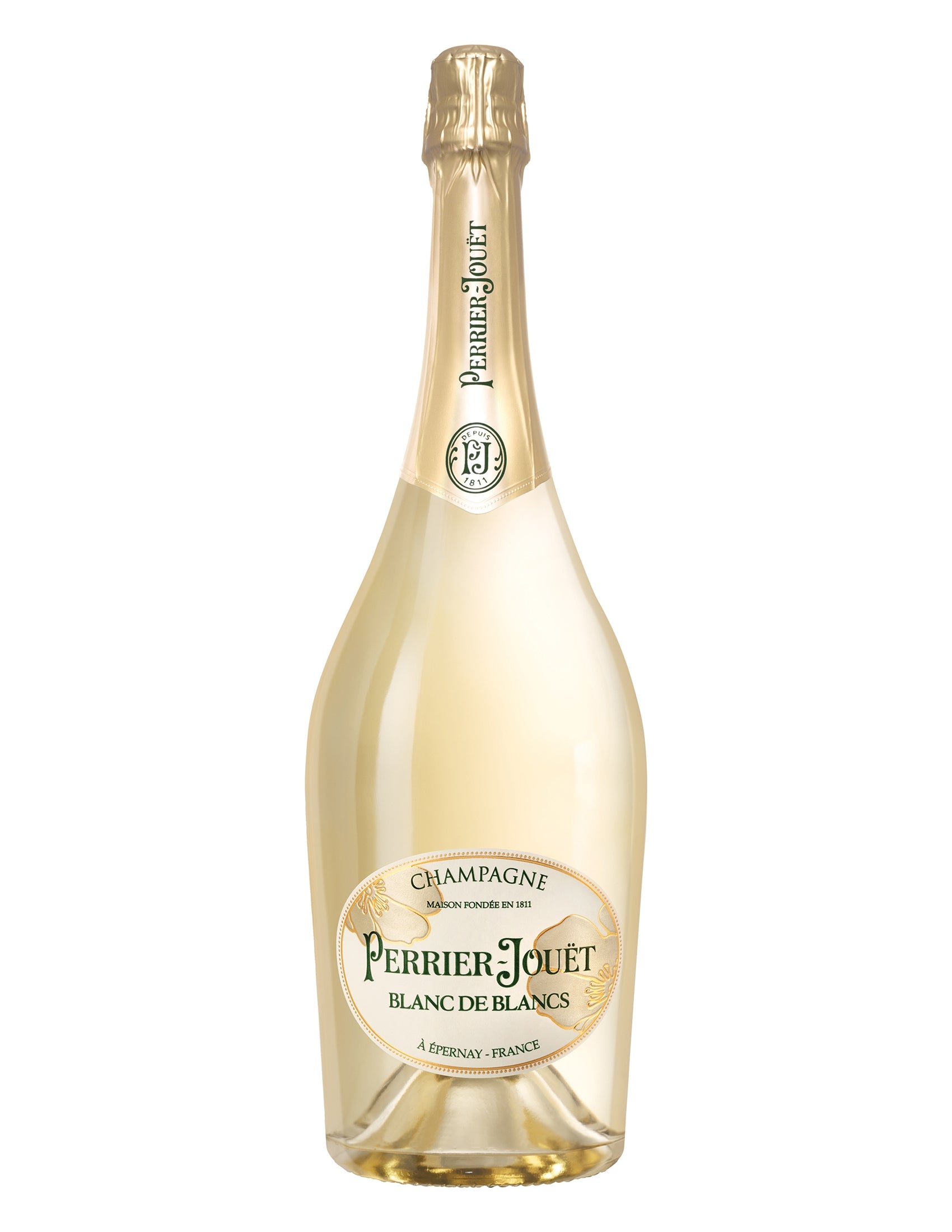 Perrier-Jouët Blanc de Blancs coffret 75 cL set s dvěmi flute skleničkami, gift bag
