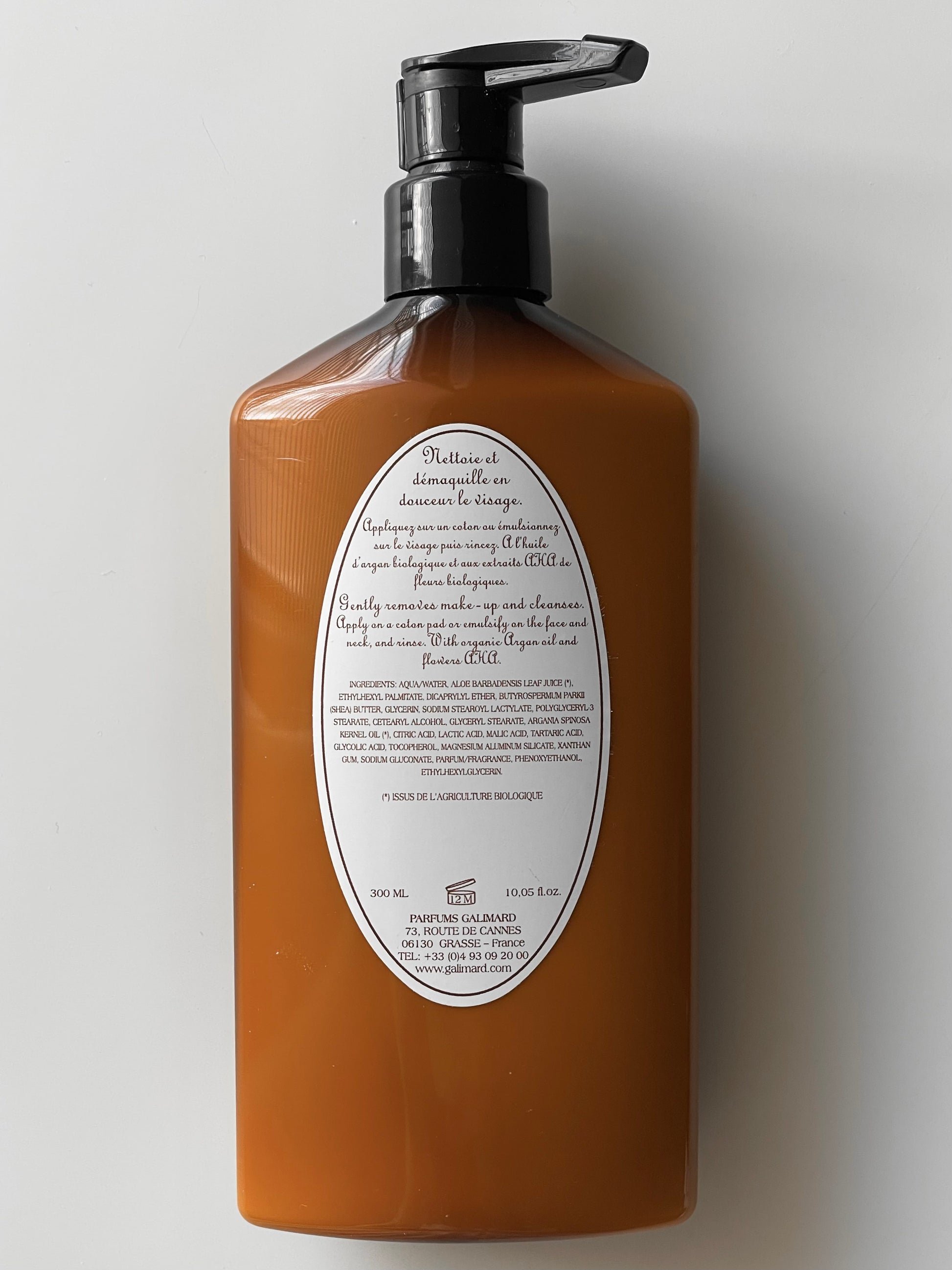 GALIMARD – LAIT DÉMAQUILLANT VISAGE À L’HUILE D’ARGAN BIO – FACIAL CLEANSING MILK WITH ORGANIC ARGAN OIL 300 mL